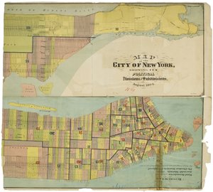Carte de la ville de New York, montrant ses divisions politiques et subdivisions - American School