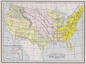 Carte montrant la croissance territoriale des États-Unis