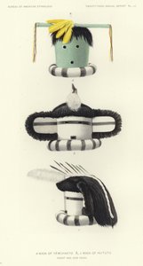 Masque de Yamuhakto et masque de Hutu (lithographie couleur) - American School