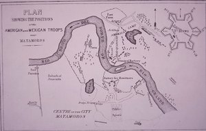Guerre américano-mexicaine (1846-48), carte des troupes américaines près du Rio Grande et de Matamoros - American School