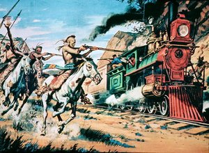 Guerriers amérindiens attaquant le 