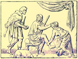 Ulysse reconnu par sa nourrice, illustration de History of Greece par Victor Duruy, publiée en 1890 - American School