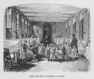 Une des salles de la crèche (lithographie)