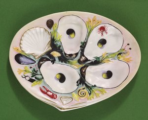 Assiette à huîtres, fabriquée par Union Porcelain Works, Greenpoint, New York, vers 1880