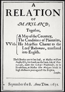 Brochure sur la colonie du Maryland publiée par le deuxième Lord Baltimore