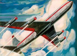 Avion de ligne zoomant dans le ciel