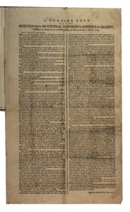 Pétition du Congrès général en Amérique au roi, Congrès continental, 26 octobre 1774 - American School