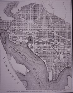 Plan de la ville de Washington DC conçu par le Major Pierre Charles L