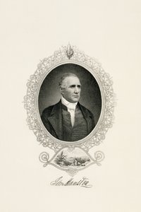 Portrait de Sam Houston avec une vue de la ville, vers 1855-1860 (gravure sur papier vélin) - American School