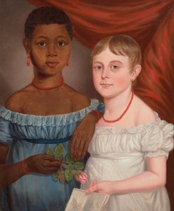 Portrait de deux jeunes filles, début du 19e siècle (huile sur toile) - American School