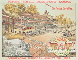 Affiche publicitaire pour le Brooklyn Jockey Club Race Course, 1886