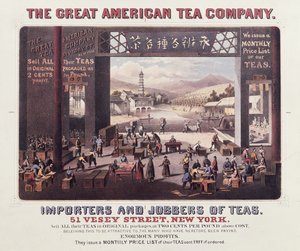 Affiche publicitaire pour The Great American Tea Company, Importateurs et Grossistes de Thés