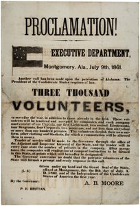 Affiche de recrutement demandant trois mille volontaires, 9 juillet 1861