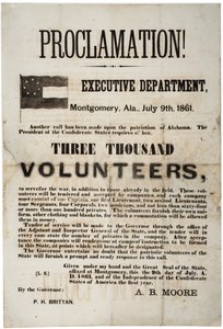 Affiche de recrutement demandant trois mille volontaires, 9 juillet 1861