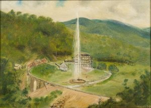 Round Knob Inn et la Fontaine, vers 1882 - American School