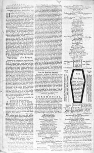 Deuxième page du Boston Evening Post annonçant la mort du roi George II (1683-1760), 5 janvier 1761 - American School