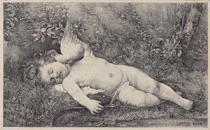 Amour endormi, carte de visite pour le livre de la dame de Godey - American School