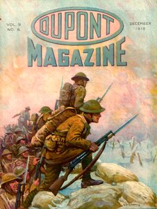 Soldats dans les tranchées, couverture du DuPont Magazine, décembre 1918