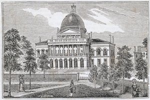 Vue sud de la State House à Boston sur Beacon Street, de 