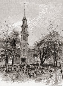 Église Saint-Paul, New York, au 19e siècle, des Century Illustrated Monthly Magazine, publié en 1884 - American School