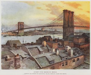 Coucher de soleil sur le pont de Brooklyn