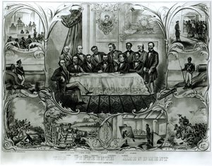 Le quinzième amendement, signé par le président Ulysses S. Grant (1822-85) mars 1870 - American School