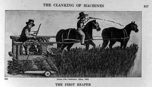 La Première Moissonneuse, illustration de The Cultivator, 1841, de The Pageant of America, Vol.3, par Ralph Henry Gabriel, 1926