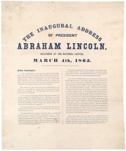 Discours inaugural du président Abraham Lincoln prononcé au Capitole national, 4 mars 1865