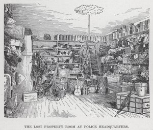 La salle des objets trouvés au siège de la police (lithographie) - American School
