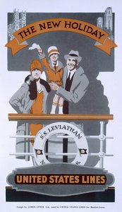 La nouvelle fête, publicité pour United States Lines, SS Leviathan, années 1920 - American School