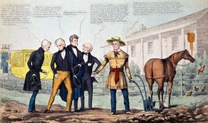 Le Fermier de North Bend et ses visiteurs, caricature publiée par H.R. Robinson, vers 1840-42 - American School