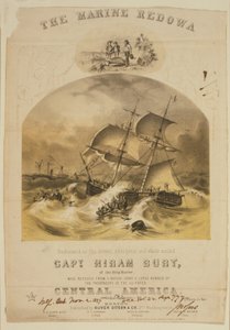 Le brig Marine sauvant des passagers dans des canots de sauvetage du steamer SS Central America après avoir été pris dans un ouragan au large des Carolines en septembre 1857. Plus de 550 noyés et 30 000 livres (14 000 kg) d