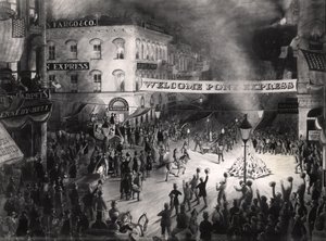 Arrivée triomphale du premier messager du Pony Express à Sacramento, 13 avril 1860 - American School