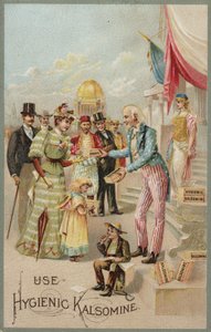 Oncle Sam distribuant du kalsomine - American School
