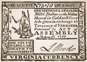 Monnaie de Virginie, équivalente à un sixième de dollar espagnol, 1777