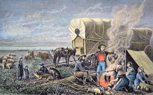 Émigrants en chariot vers l