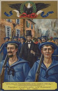 Avec malveillance envers personne; avec charité pour tous. Entrée du président Lincoln à Richmond, le 4 avril 1865