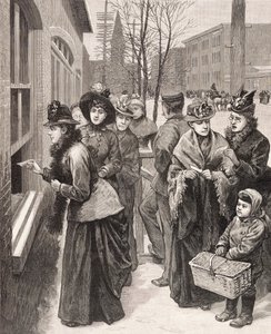 Femmes votant à Cheyenne, Wyoming, États-Unis (lithographie)