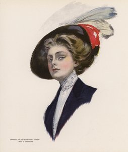 Jeune femme portant un chapeau avec des plumes