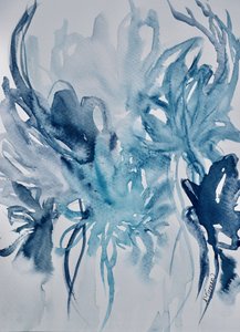 Motifs floraux bleus abstraits - Amy Tieman
