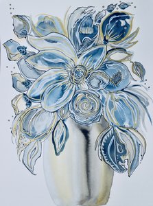 Fleurs indigo et or - Amy Tieman
