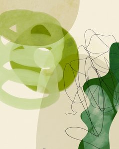 Lignes peintes vert et beige 3 exemplaires