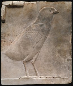 Plaque représentant un poussin de caille