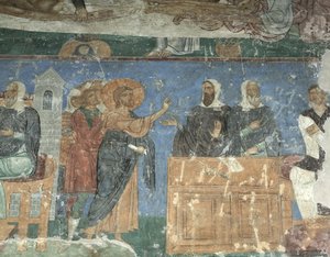 Le Christ devant Anne et Caïphe, 12e siècle - Ancient Russian frescos