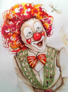 Clown joyeux avec une libellule