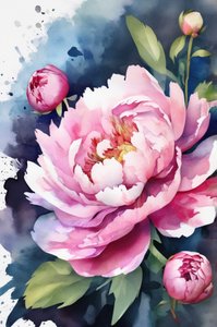 Aquarelle de pivoine rose