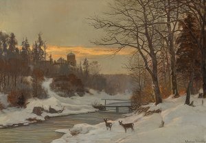Paysage de rivière en hiver - Anders Andersen Lundby