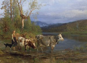 Laitière avec vaches