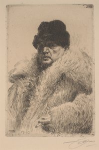 Autoportrait en manteau de fourrure - Anders Leonard Zorn