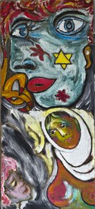 BLUE GIRL AND VEILED WOMAN, 2012 (acrylique sur toile de jute tendue sur un cadre en bois) - Ando Gilardi